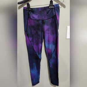 VICTORIA'S SECRET On Point Leggings Athletic Bright Purple Blue Galaxy size S